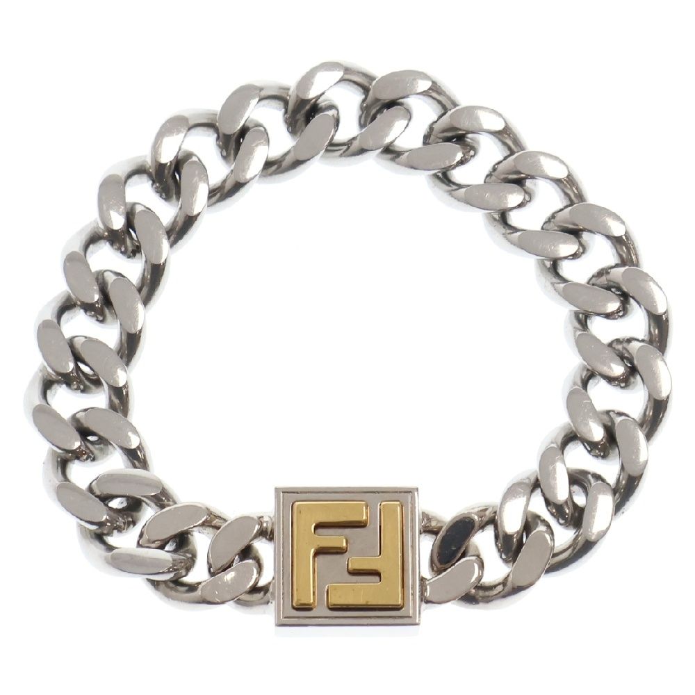 FENDI (フェンディ) ロゴ チェーンブレスレット シルバー
