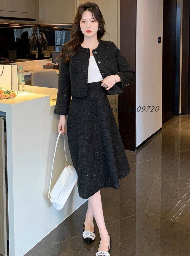 セットアップ スーツ レディース きれいめ ツイードスカート ノーツイードジャケット 韓国 ファッション 卒業式 秋 冬 大きいサイズ 入学式 pai5a409720