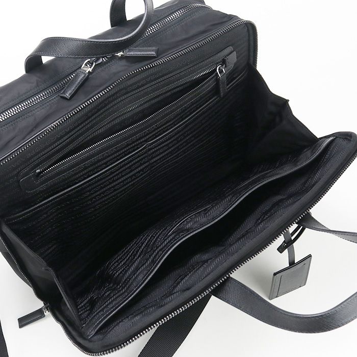 PRADA プラダ　2way ブリーフケース　ナイロン　レザー　ブラック ブラック Re-Nylon xサフィアーノレザー ブリーフケース | PRADA