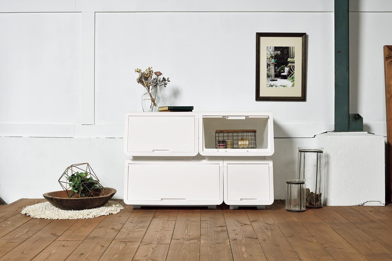 数量 ダークブラウン 2WAYオープンタイプ ロッキンポッドL フラップ式ロック付収納ボックス 幅60×奥行43×高さ31cm Astage 6個セット JEJアステージ JEJ