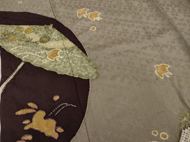 平和屋着物○訪問着 絞り 番傘 うさぎ 千鳥 金彩 正絹 逸品 AAAZ3780ck