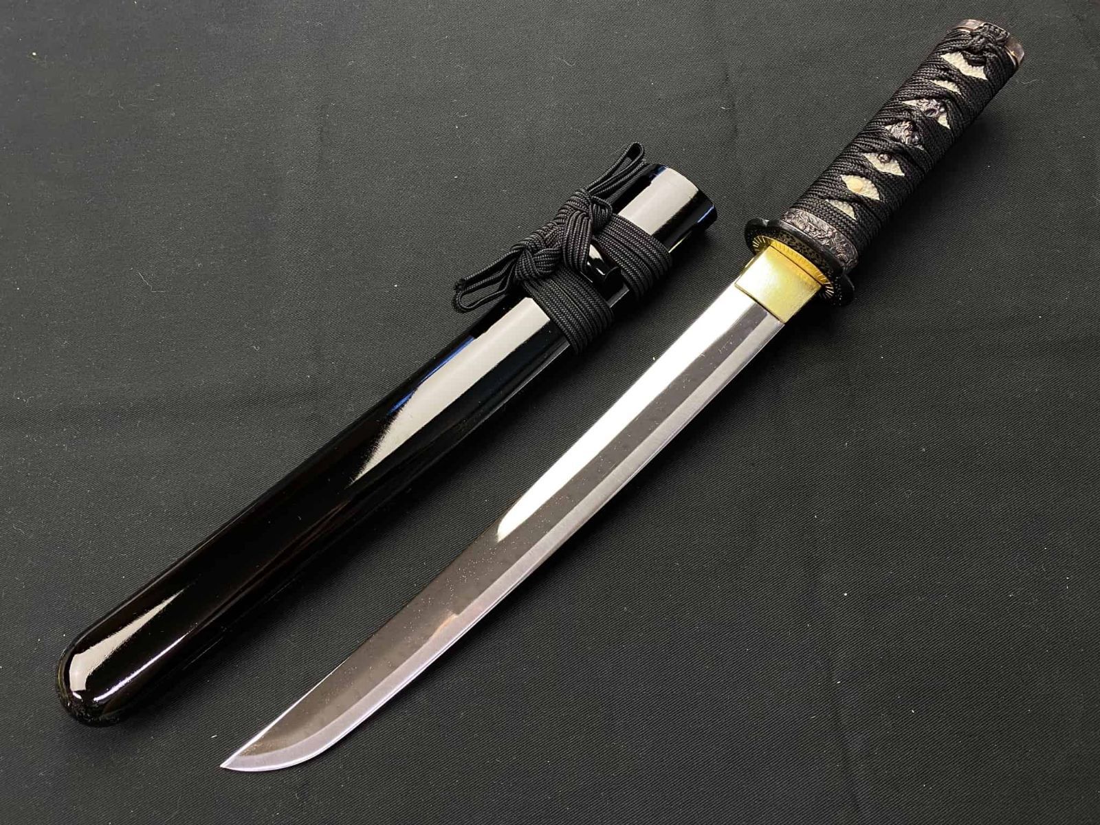 ✨希少品✨ 模造刀 日本刀 風神 雷神 龍 虎 黒鍔 鞘 武具