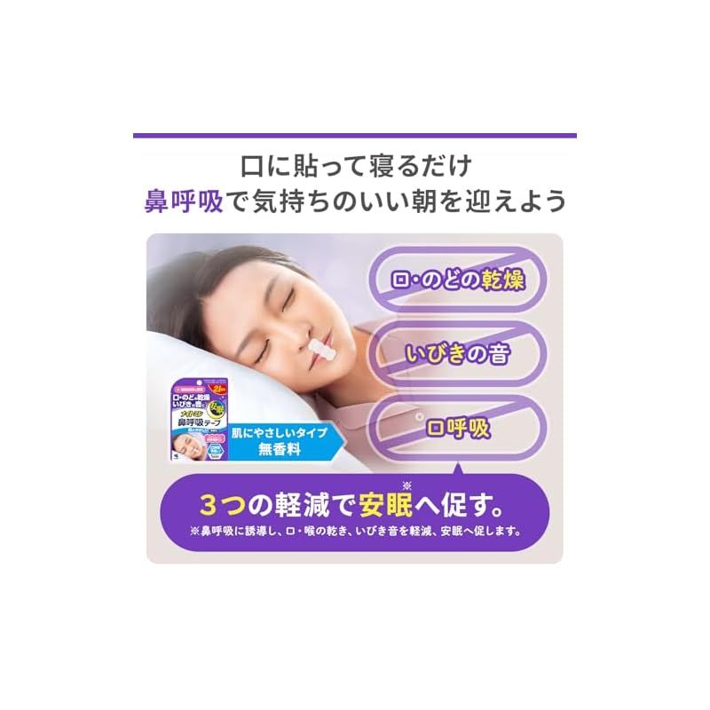ナイトミン　鼻呼吸テープ　いびき　のどの乾燥　肌にやさしいタイプ　10個セット Amazon | ナイトミン 就寝時に貼る鼻呼吸テープ 口・のどの乾燥