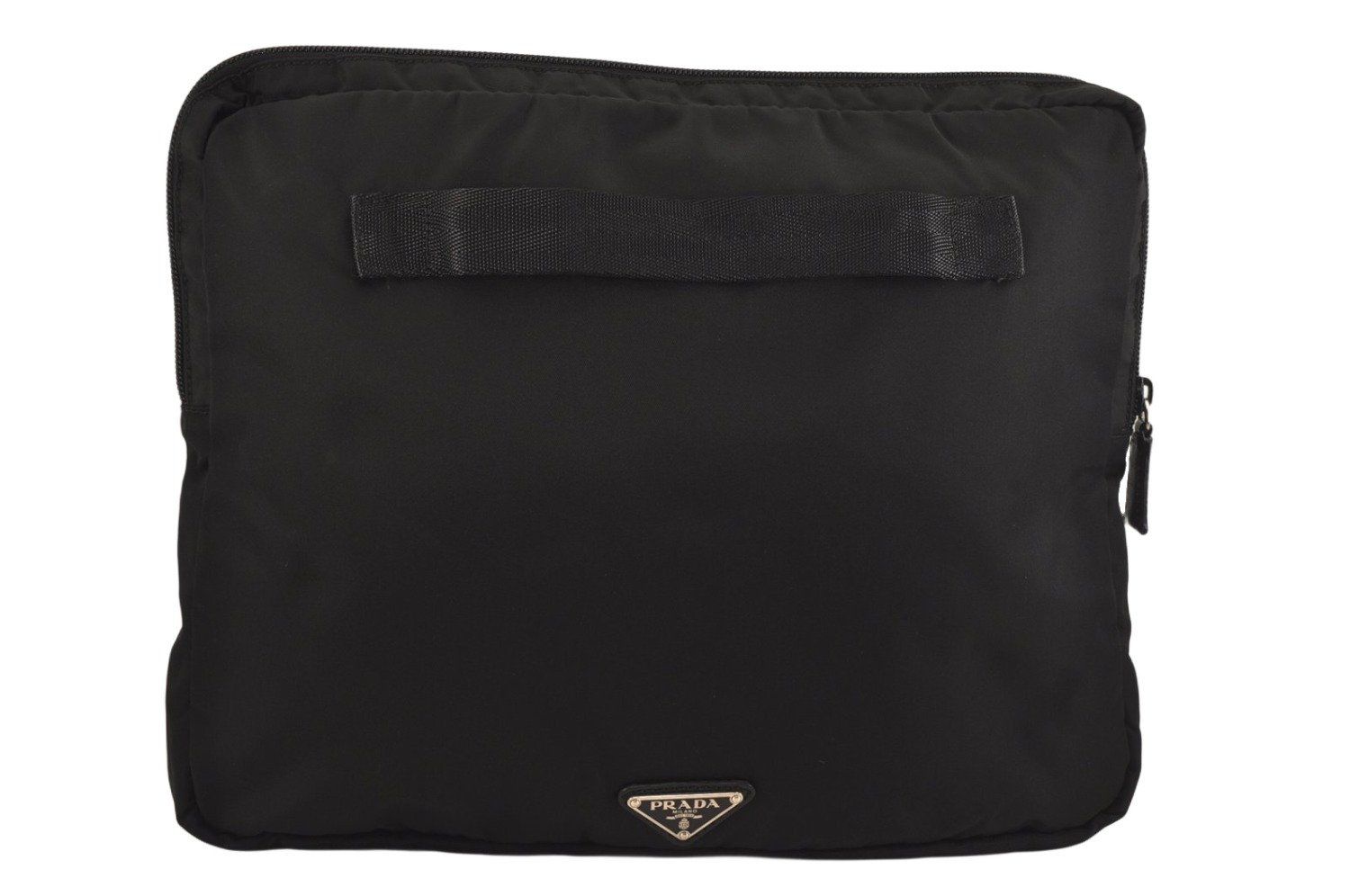 PRADA プラダ ヴィンテージ ナイロン レザー クラッチハンドバッグ 財布 ブラック 4576M