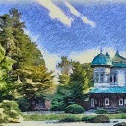 ジブリアート②借りぐらしのアリエッティより「盛美園」額装品 額縁