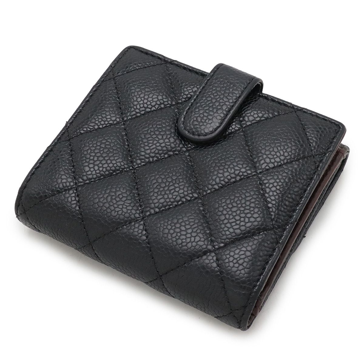 美品 シャネル レザー 折り財布 キャビアスキン ココマーク マトラッセ 黒 シャネル 折財布 財布 ウォレット ココマーク キャビアスキン