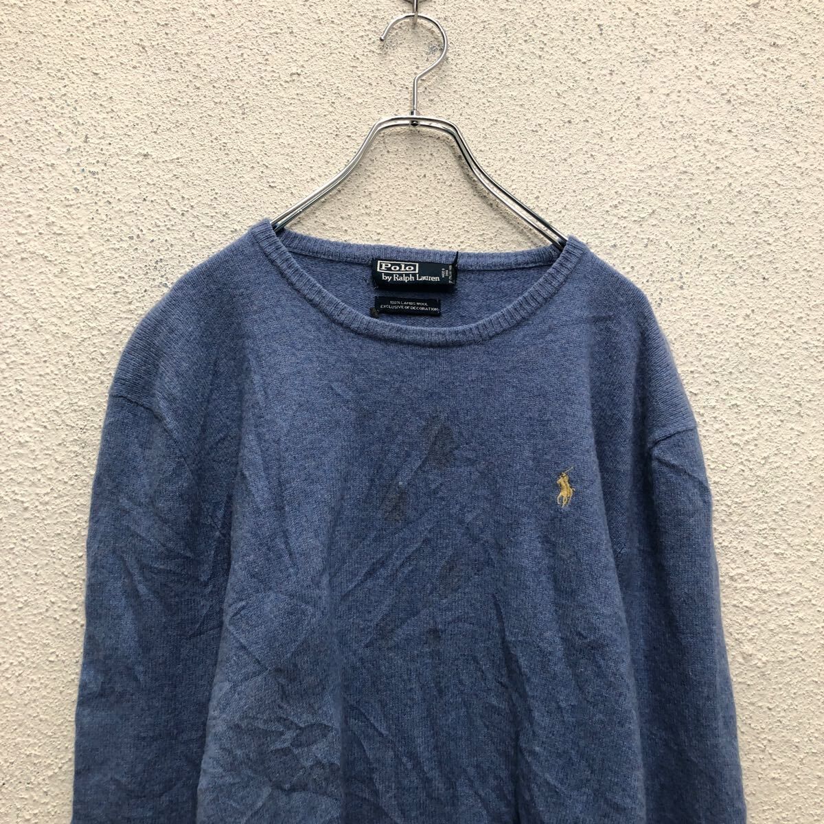 POLO RALPH LAUREN コットン ニット セーター ポロラルフローレン XL ブルー ビッグサイズ Vネック 古着卸 アメリカ仕入 a605-8324