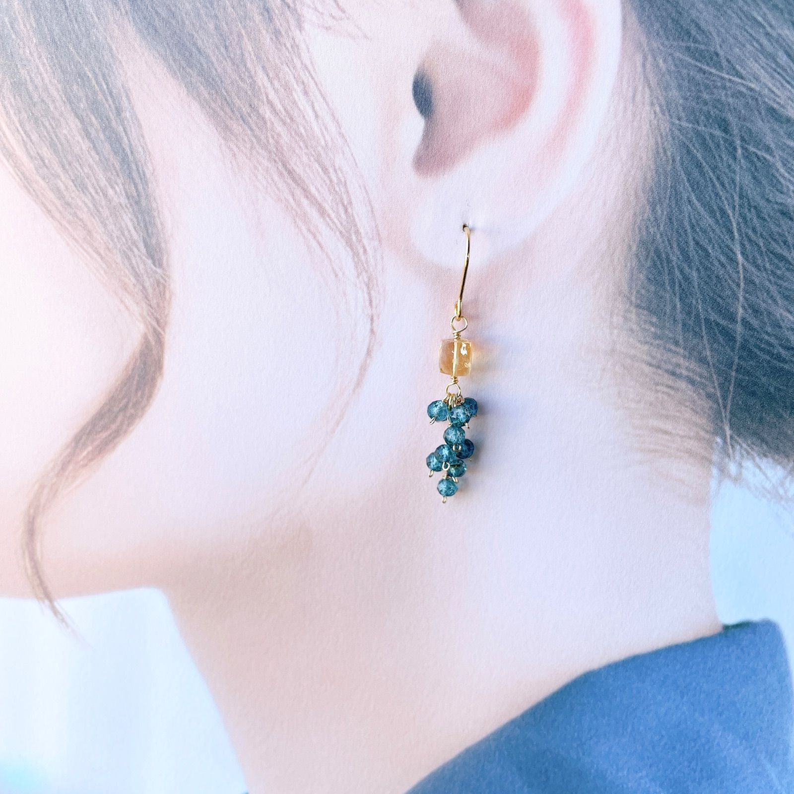 No.19天然石✧︎シトリンシャラシャラ.ピアス.イヤリング - メルカリ