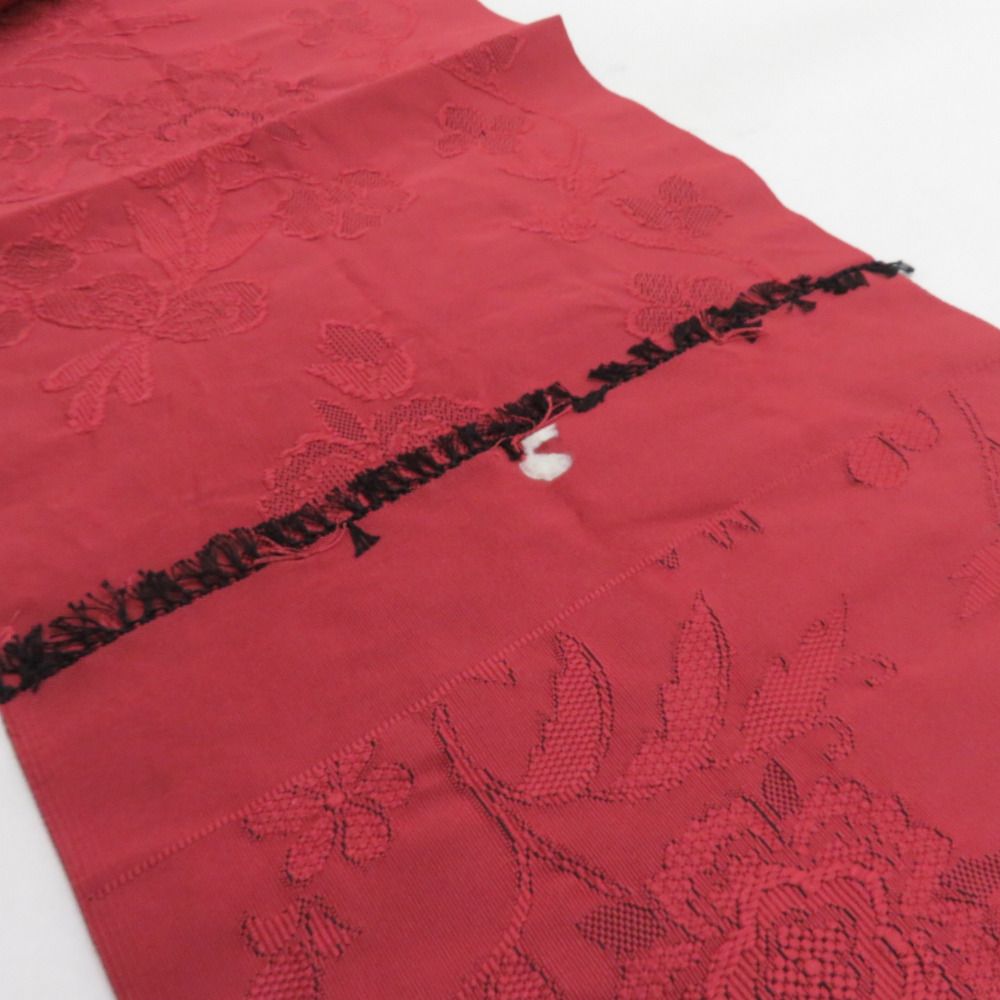 開き名古屋帯　花模様　亀甲　唐草　パープル　着物　023a d 開き名古屋帯花模様亀甲唐草パープル着物023a d