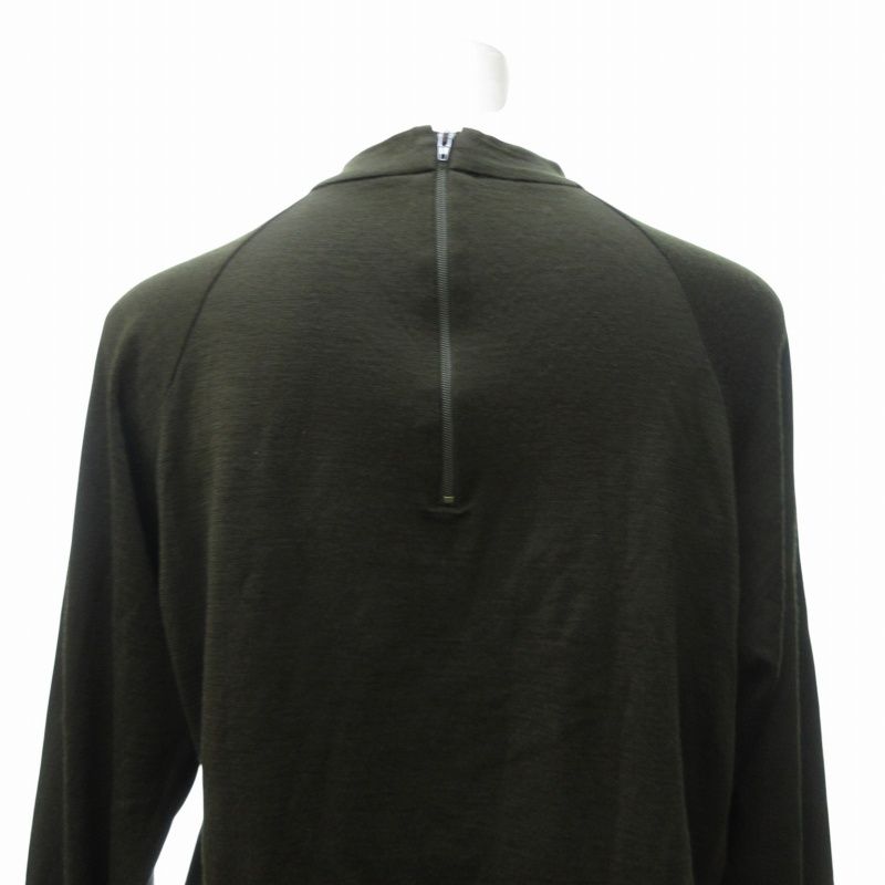 ヨウジヤマモト YOHJI YAMAMOTO ウール カットソー 長袖 背面ジップ モスグリーン 緑系 3 約Mサイズ IBO73 ヨウジヤマモト YOHJI YAMAMOTO ウール カットソー 長袖 背面