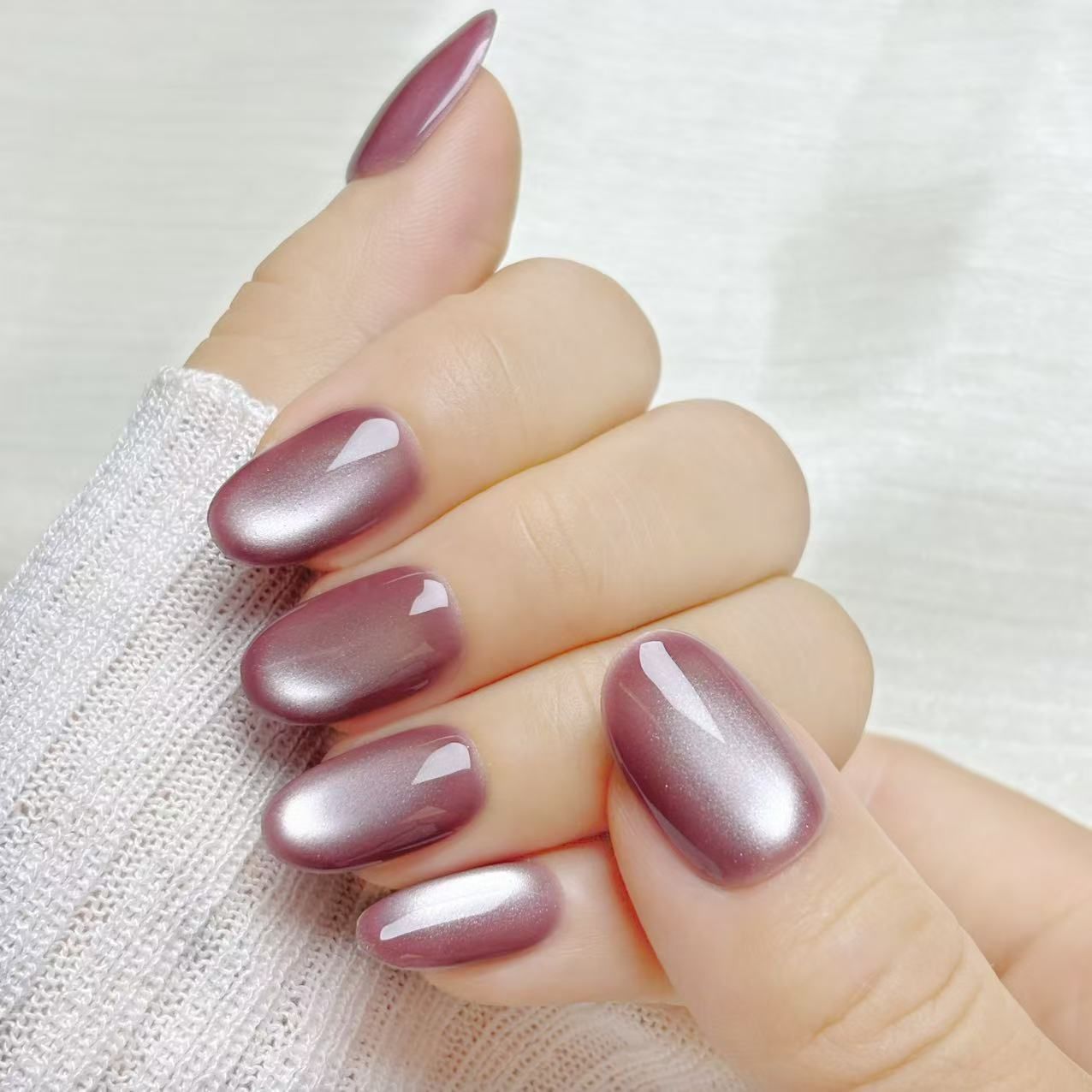 [Spring Fair] OHMI GALLERY Magnetic Nail Tips, Short Oval, One Color, 100% Handmade, Luxurious, Unisex, NTSOMSC, Cinnamon Cat