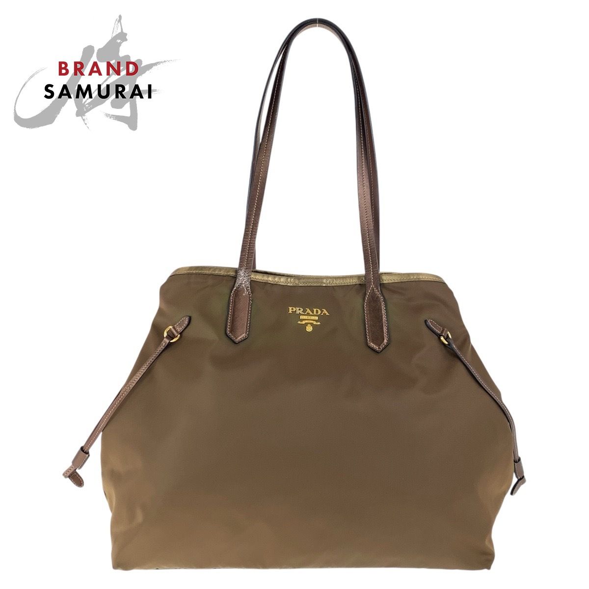 PRADA プラダ テスート サフィアーノ 三角ロゴプレート ブラウン PRADA 