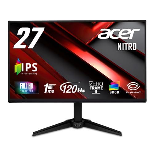 Acer Nitro ゲーミングモニター 27インチ ワイド フルHD 非光沢 IPS 120Hz 1ms VRB sRGB 99% AdaptiveSync ブラックブースト HDMI 1.4 DisplayPort1.2 スピーカー内蔵 ヘッドフォンmp