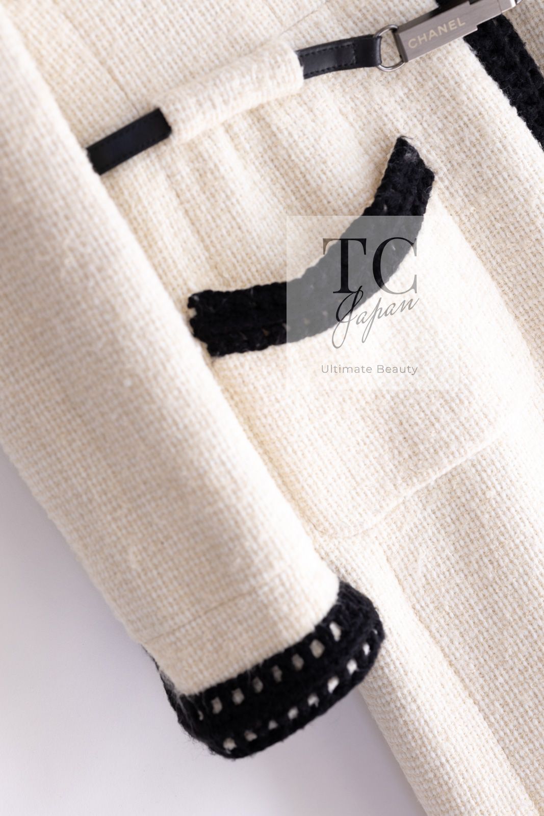 シャネル ワンピース CHANEL 美人見え アイボリー ジャージ カシミア混  