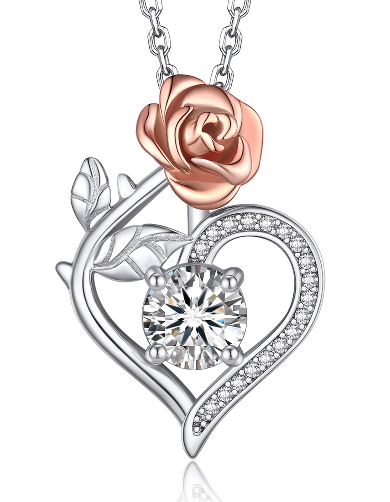 MomentWish ネックレス レディース ハート 1 カラット モアサナイトネックレス プレゼント女性 人気 シルバー925 ペンダントアクセサリーネックレス レディース 人気ブランド 結婚記念日 プレゼント