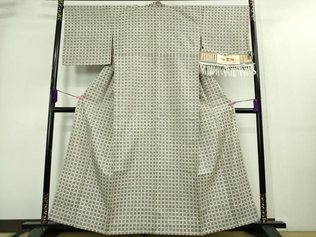 平和屋着物■極上　石川県指定無形文化財　牛首紬　白山工房　手織り　単衣　格子　証紙付き　逸品　DZAA8717kh5 平和屋着物□極上 石川県指定無形文化財 牛首紬 白山工房 手織り 単衣