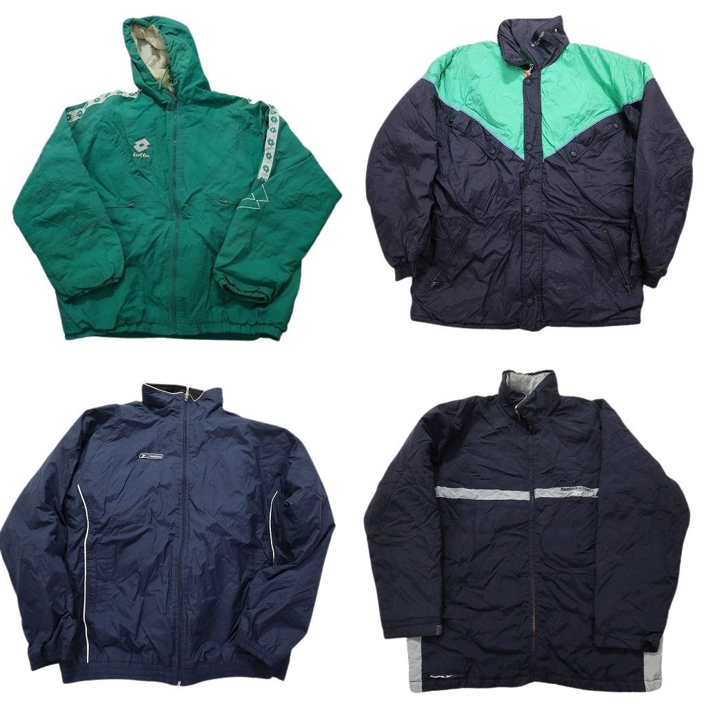 古着卸 まとめ売り スポーツブランドMIX ヘビー ジャケット 4枚セット (メンズ L ) リーボック エレッセ ロット 中古 古着 MY1735