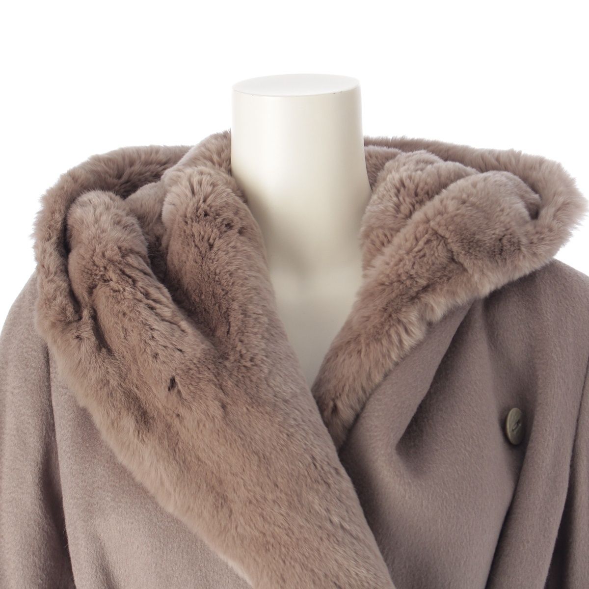 マックスマーラ アルパカ ウール ラパンファー ベルト フーデッド ロング コート アウター 10161023000 グレージュ J36 SIROKUMA-CORPORATION_COM