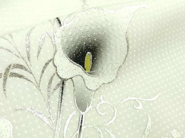 平和屋本店□極上 訪問着 カラー 暈し染め 銀彩 白×紫 ロング丈 逸品