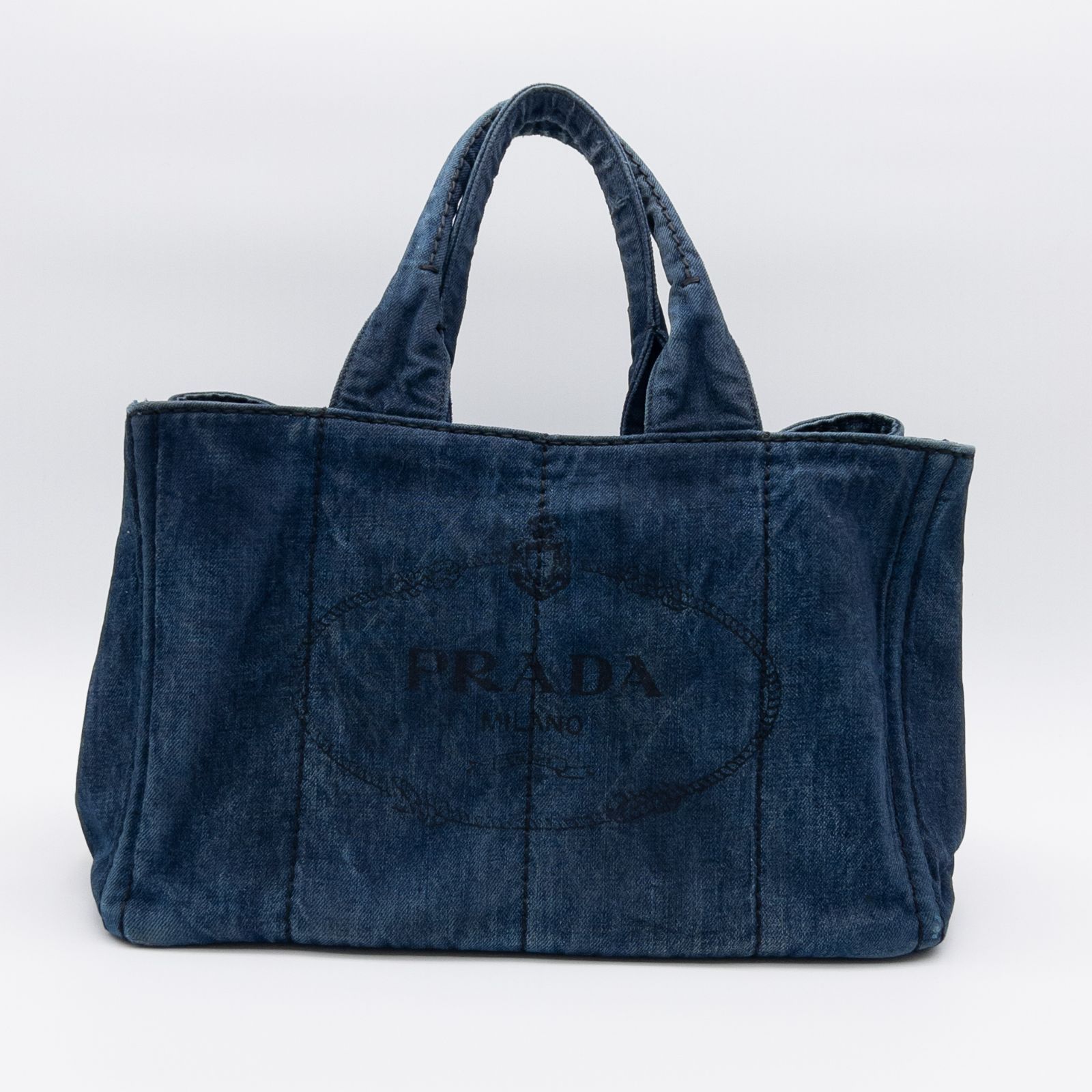 美品 PRADA プラダ カナパ トート デニム インディゴブルー 【公式通販】
