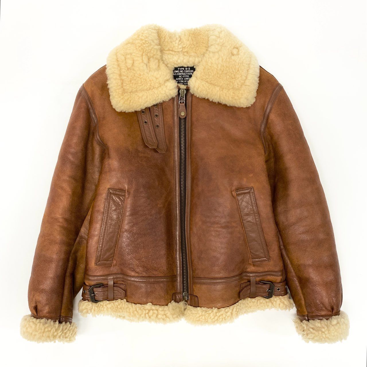 35j22 AVIREX アヴィレックス B-3 ヤンキーギャル ボア フライトジャケット 6151094 38 ブラウン YANKEE GAL ムートン アメカジt18r