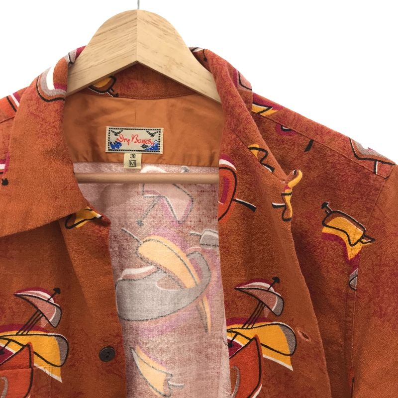 中古】DryBones S/S PRINT OPEN SHIRT サイズM オレンジ ドライ 