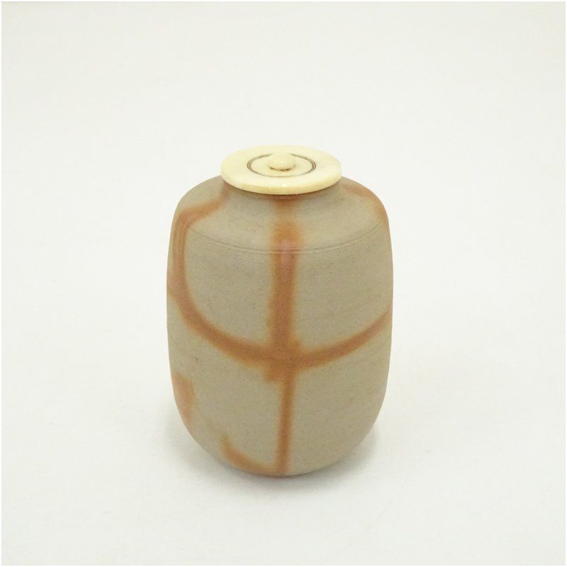 ☆茶3 陶峰造 備前茶入 共箱 高さ9cm 東キ7-