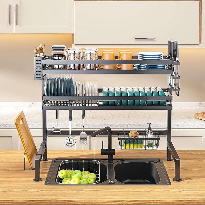  Hoisimdy シンク上水切りラックキッチン 食器 ディッシュラック 台所 食器乾燥ラック 水切りかご 2段 幅72 cm 0 キッチン 住宅設備