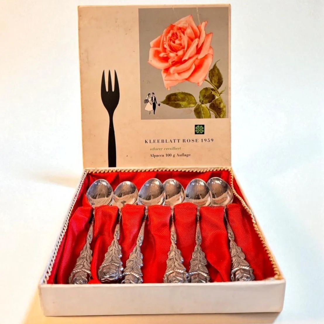 スプーンセット6本　ドイツ製　銀100g　KLEEBLATT ROSE 1959 スプーンセット6本 ドイツ製 銀100g KLEEBLATT ROSE 1959