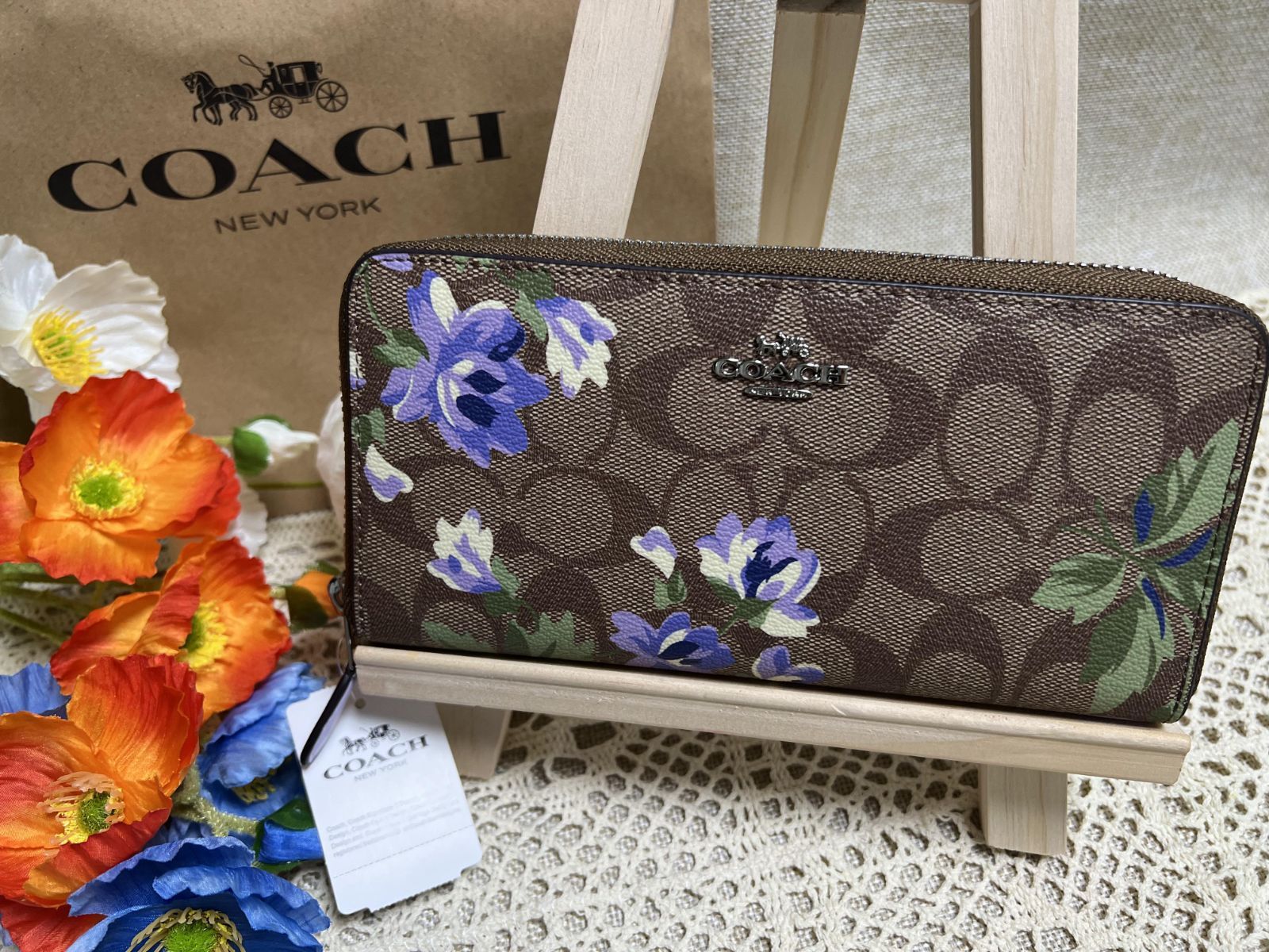 COACH 長財布 F73345 シグネチャー フローラル リリィ - 財布