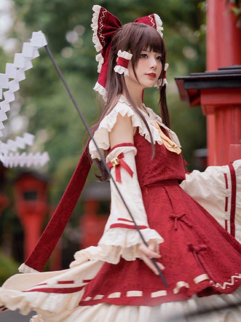 森森仙 東方Project 博麗霊夢 コスプレ衣装 ウィッグ追加