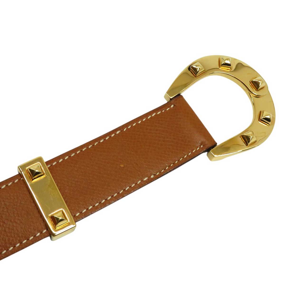 HERMES エルメス　ホースバックル　レザーベルト　ゴールド金具　ヴィンテージ HERMES エルメス ホースバックル ベルト ヴィンテージ リバーシブル