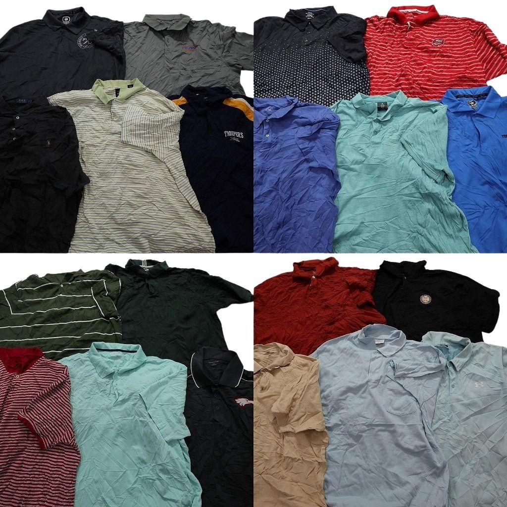 古着卸 まとめ売り ポロシャツ 20枚セット (メンズ 2XL ) ラルフローレン ボーダー 総柄 中古 古着 MY5323