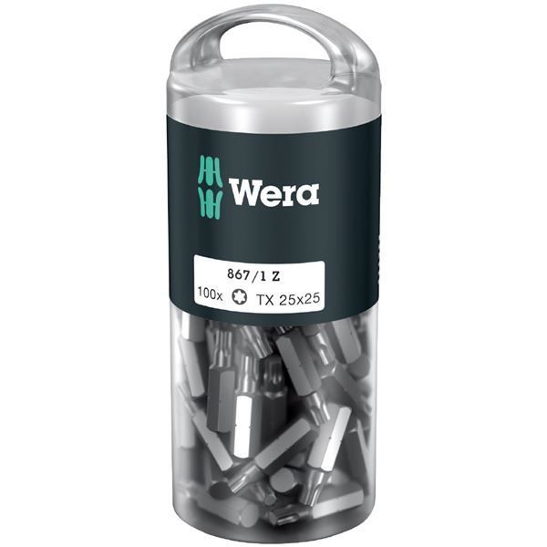 WERA ヴェラ 100本入 トルクスネジ用 ドライバービット 差込6.35mm 刃先サイズTX25 全長25mm 072449 工具 作業工具 ツール DIY