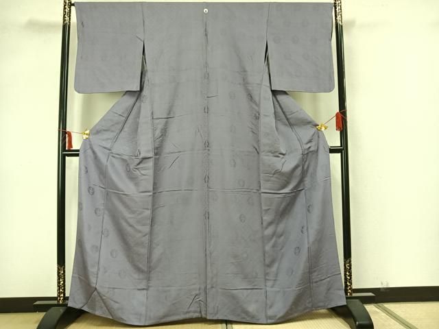 平和屋着物○上質な色無地 草花地紋 青白橡色 京都きもの友禅