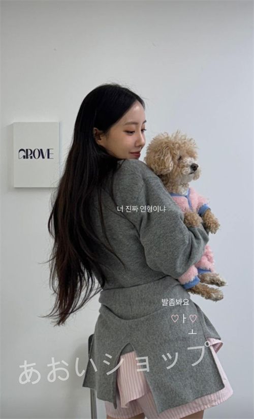韓国GROVEニットアルファベット半袖ワンピース