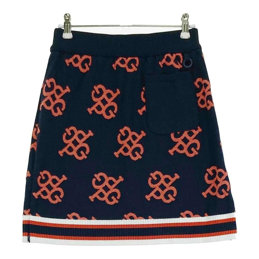 サイズ：0 PEARLY GATES パーリーゲイツ ニットスカート 総柄 ネイビー
