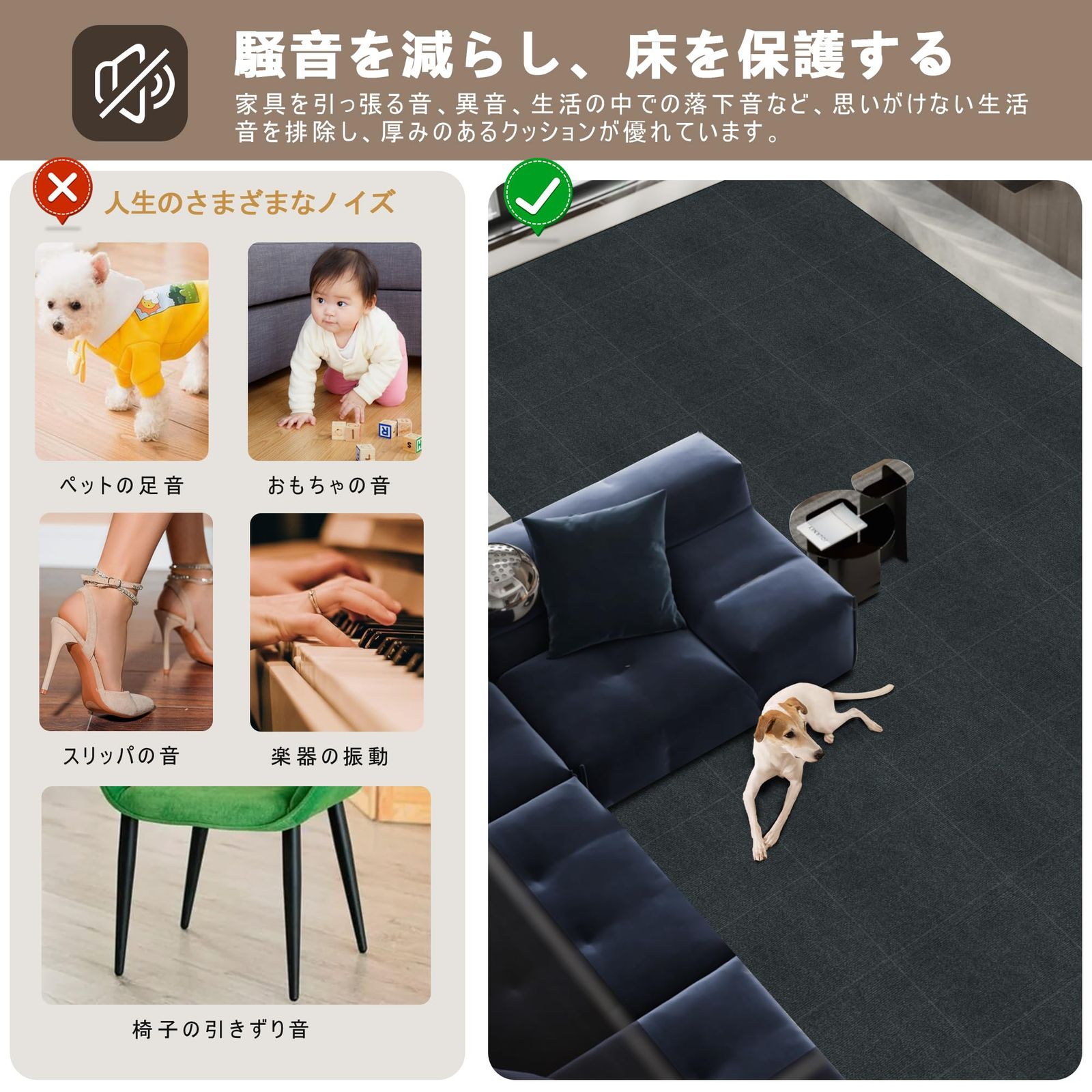 大判ジョイントマット 吸着マット 大判45*45*0.4cm40枚セット Amazon.co.jp: SHIEN ジョイントマット 吸着マット タイルマット