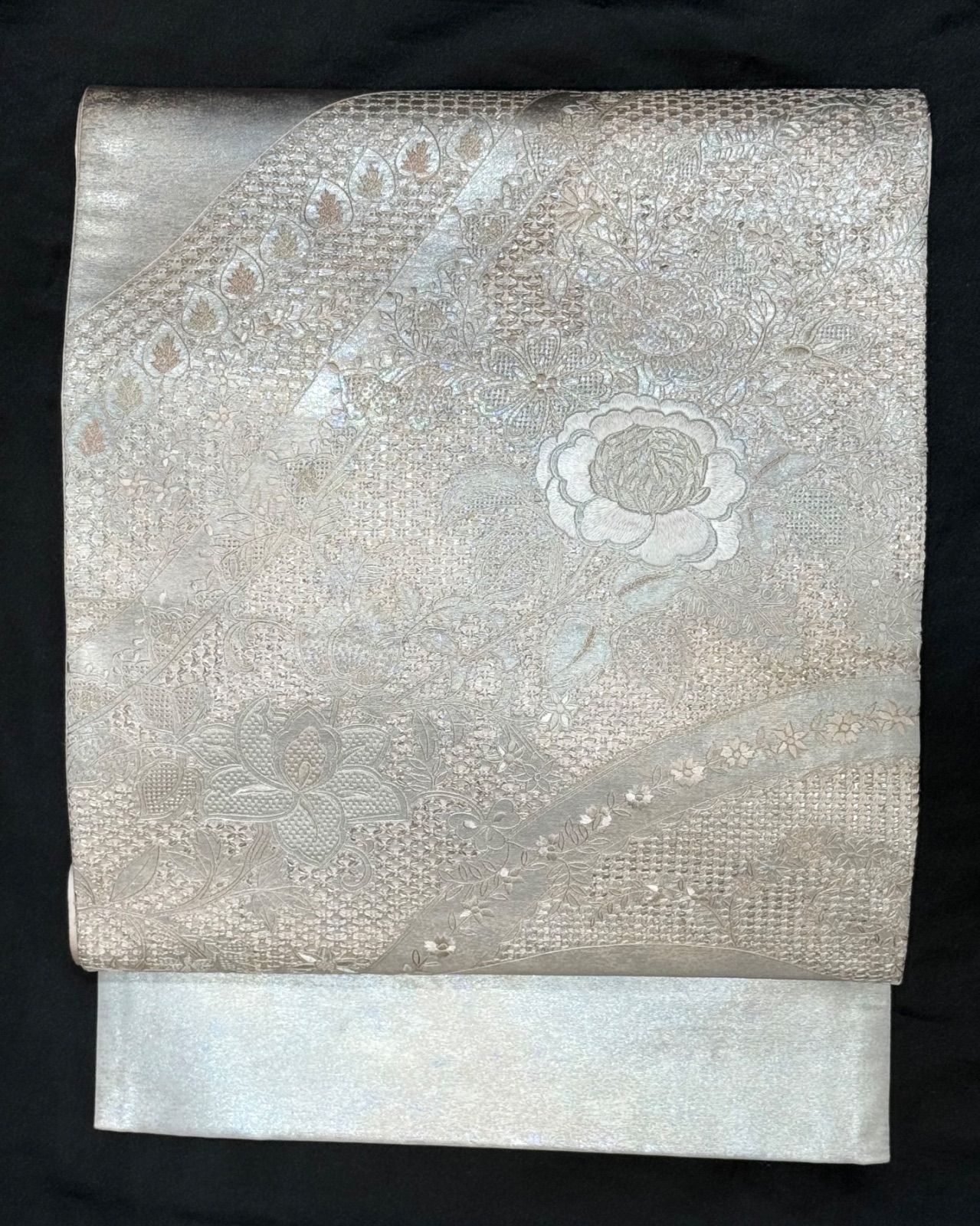 k31⭐️汕頭刺繍⭐️豪華絢爛綺麗華麗美品長さ443cmピンク×銀正絹六通