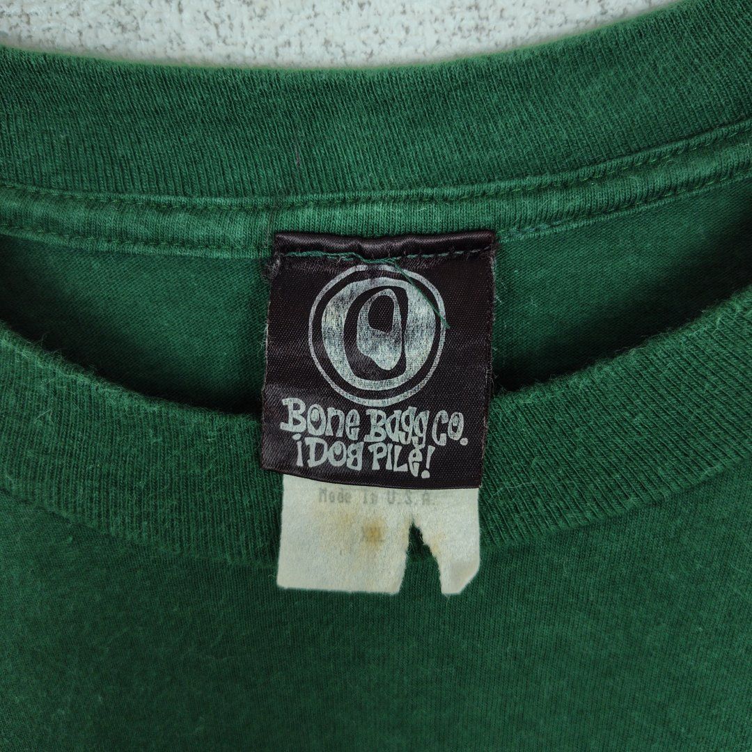 90s USA製 Bone Bagg Co. Tシャツ アートプリント グリーン