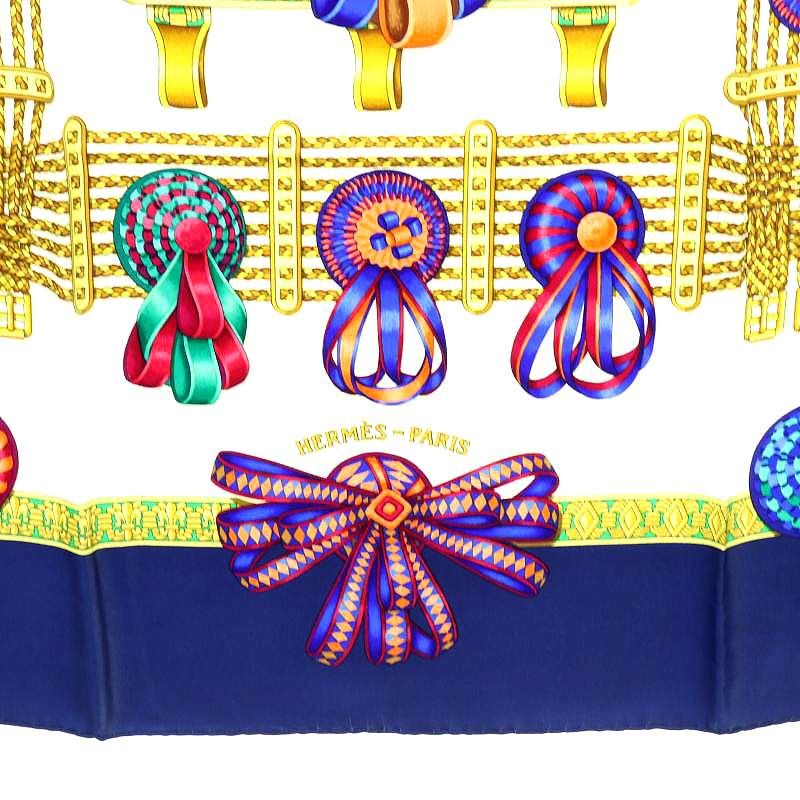 エルメス HERMES カレ90 LES RUBANS DU CHEVAL 馬のリボン スカーフ 絹