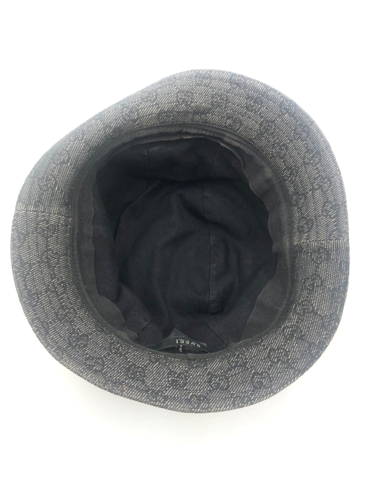 □良品□GUCCI グッチ GGキャンバスデニム×レザー バケットハット