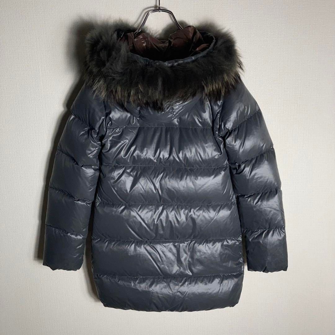【美品】DUVETICA★ダウンコート　リアルファー　フード　ネイビー　40 美品】DUVETICA☆ダウンコート リアルファー フード ネイビー 40