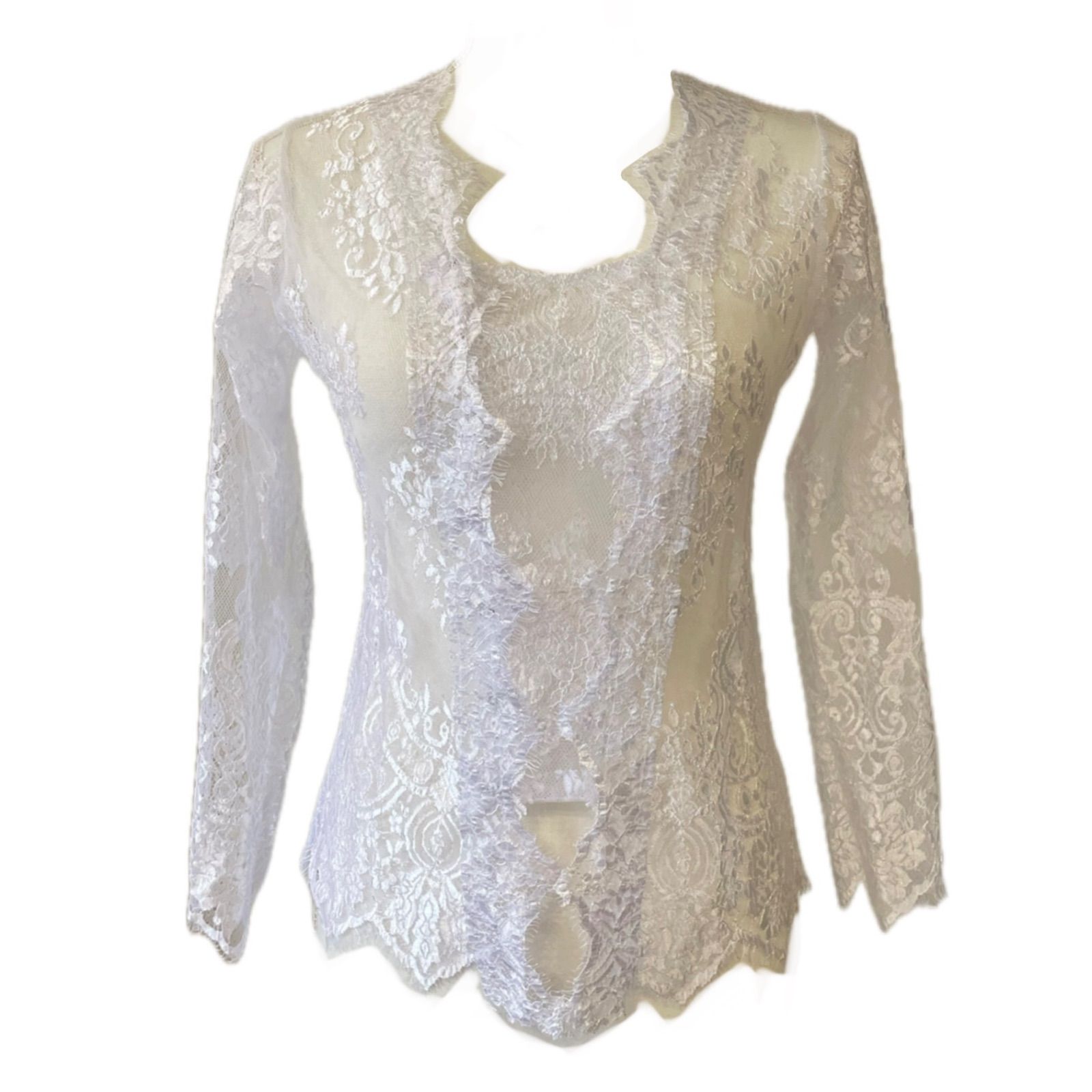 Kebaya クバヤ メタリック チュール【スノーホワイト】レーストップス