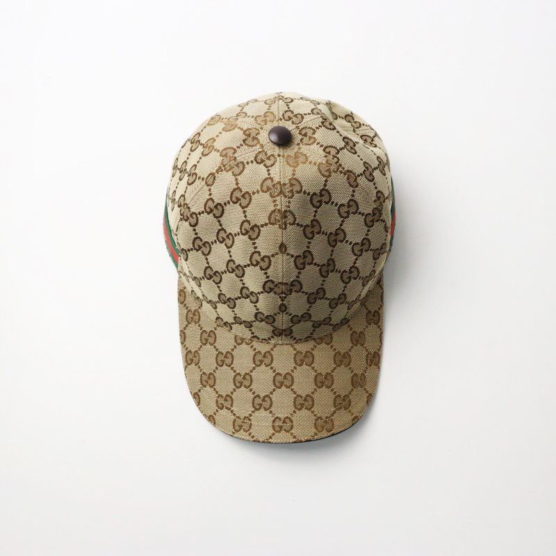 美品 グッチ GUCCI GGキャンバス ベースボールキャップ M/ベージュ