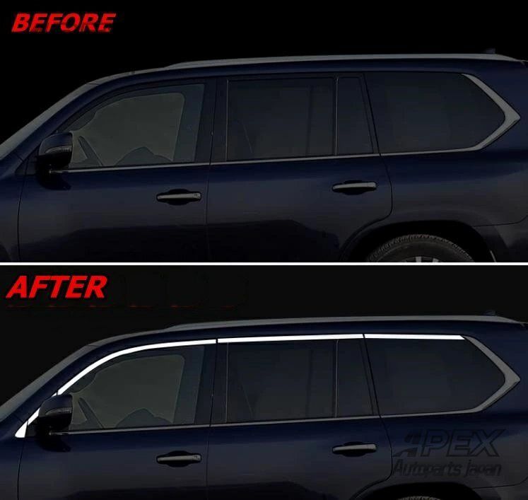 レクサス LX 570 2008-2025 シルバー ウインドウフレームトリム ガーニッシュ ライズ 10P FFCRYSTALESIA_COM