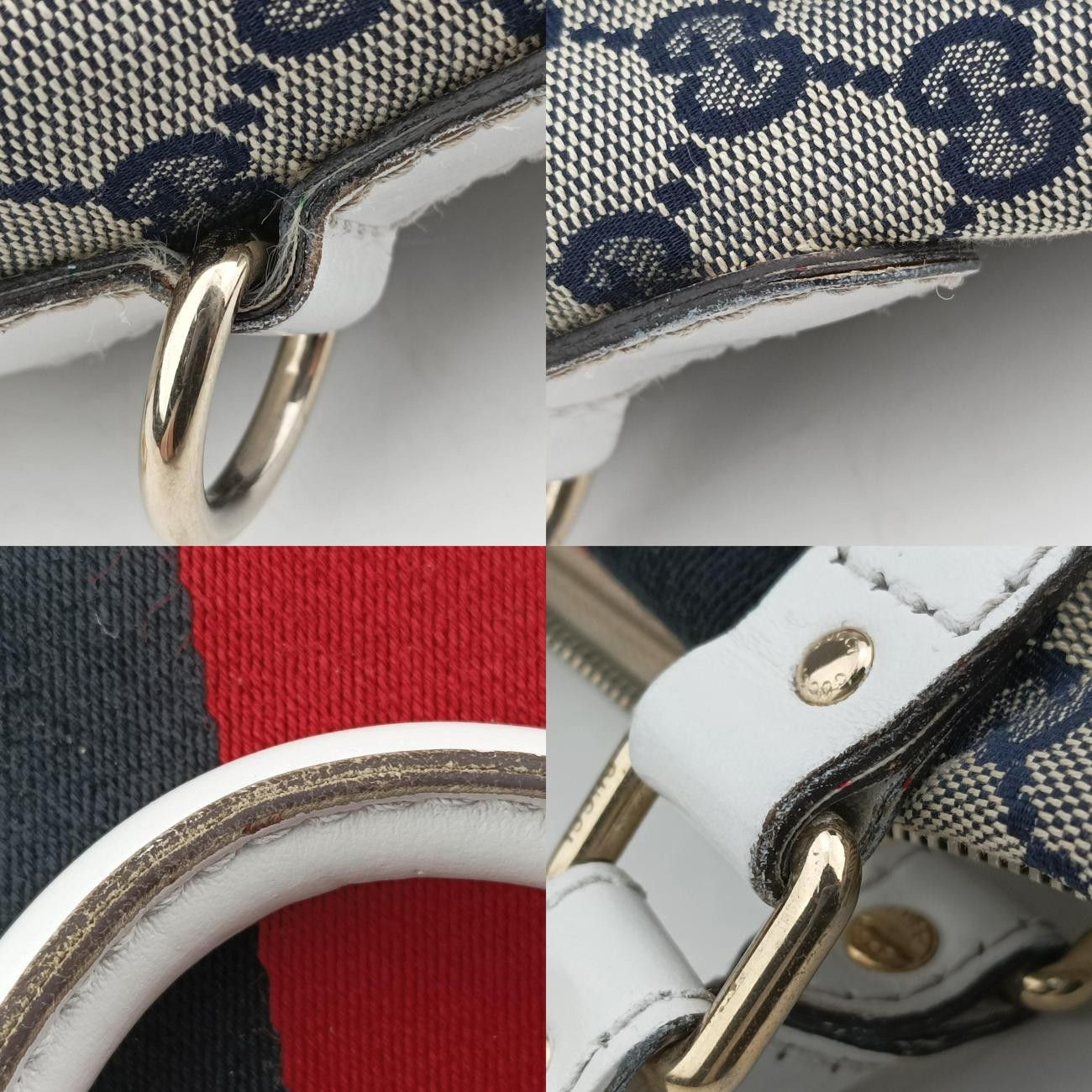 グッチGucciシェリーラインホワイト×ベージュ×マルチ キャンバス×レザー247205E8210011