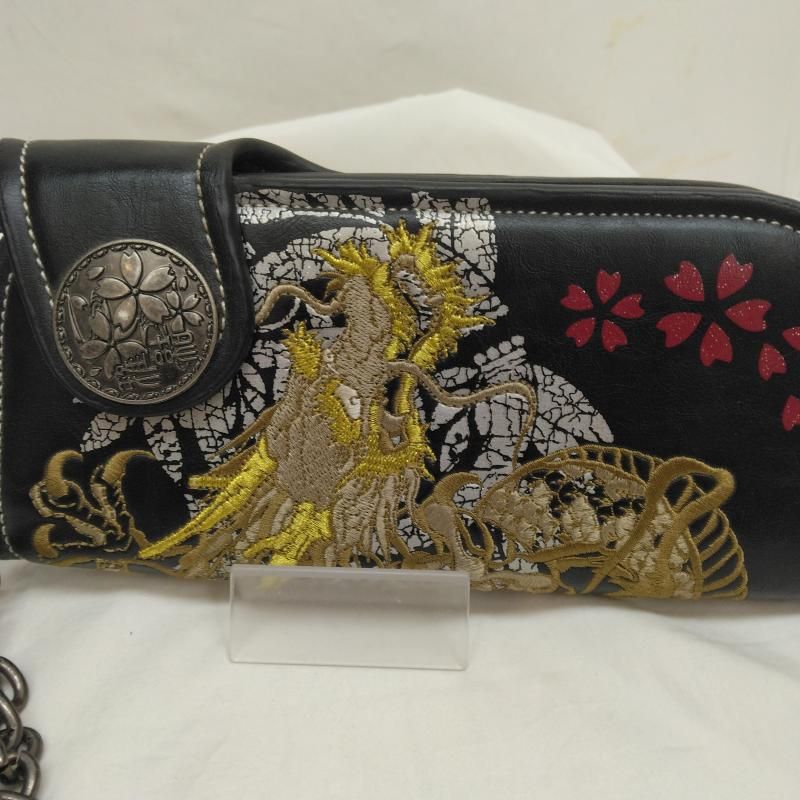 USED 古着 財布 長財布 雅結 レザー ロング ウォレット 龍