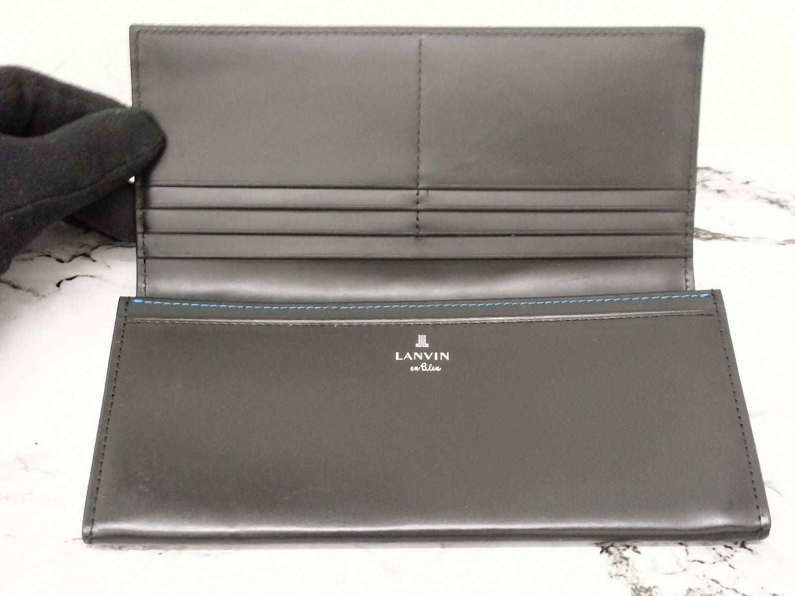 【美品】LANVIN en Bleu ランバンオンブルー  長財布 ブラック