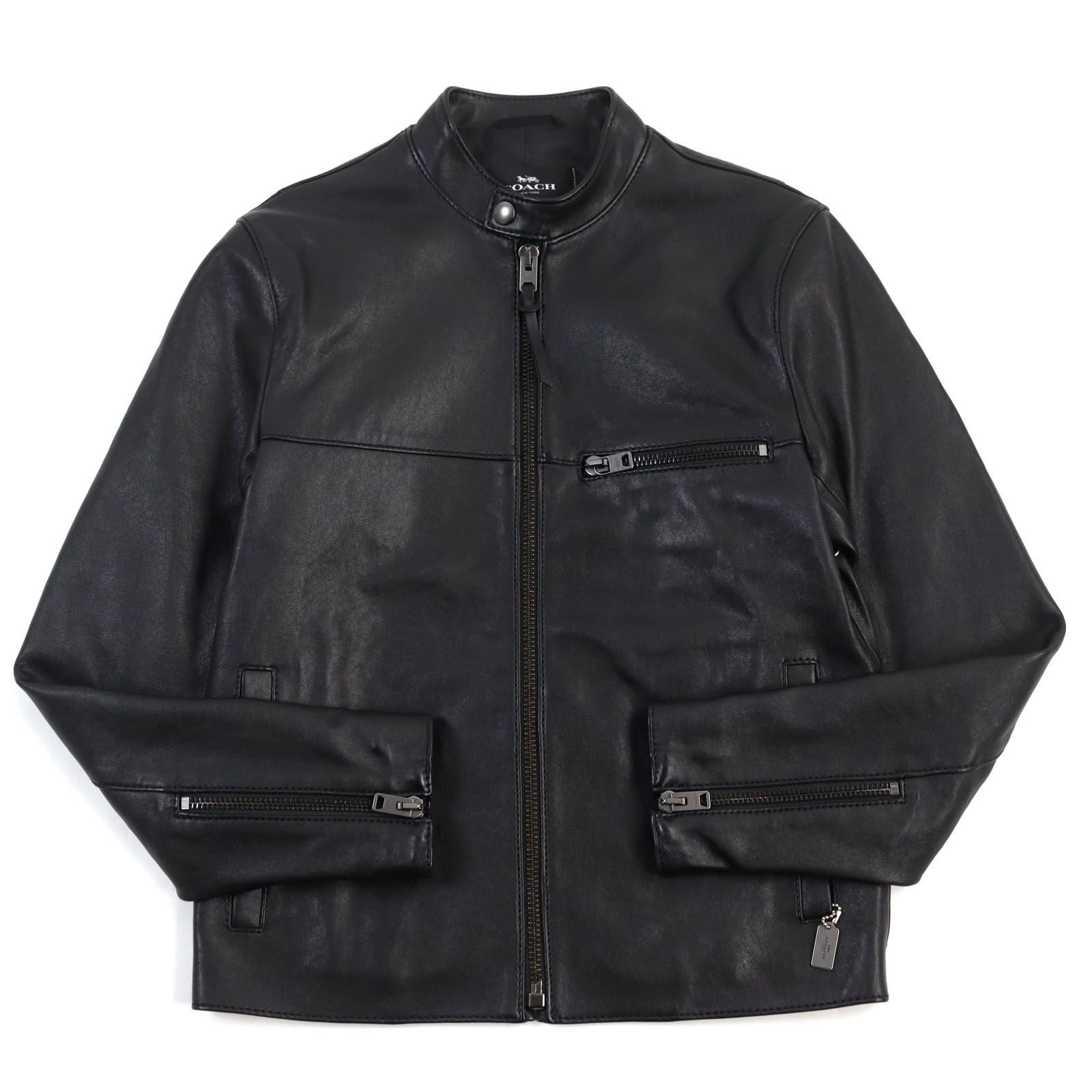 極美品○COACH コーチ 88799 ラムレザー スタンドカラー ジップアップ 